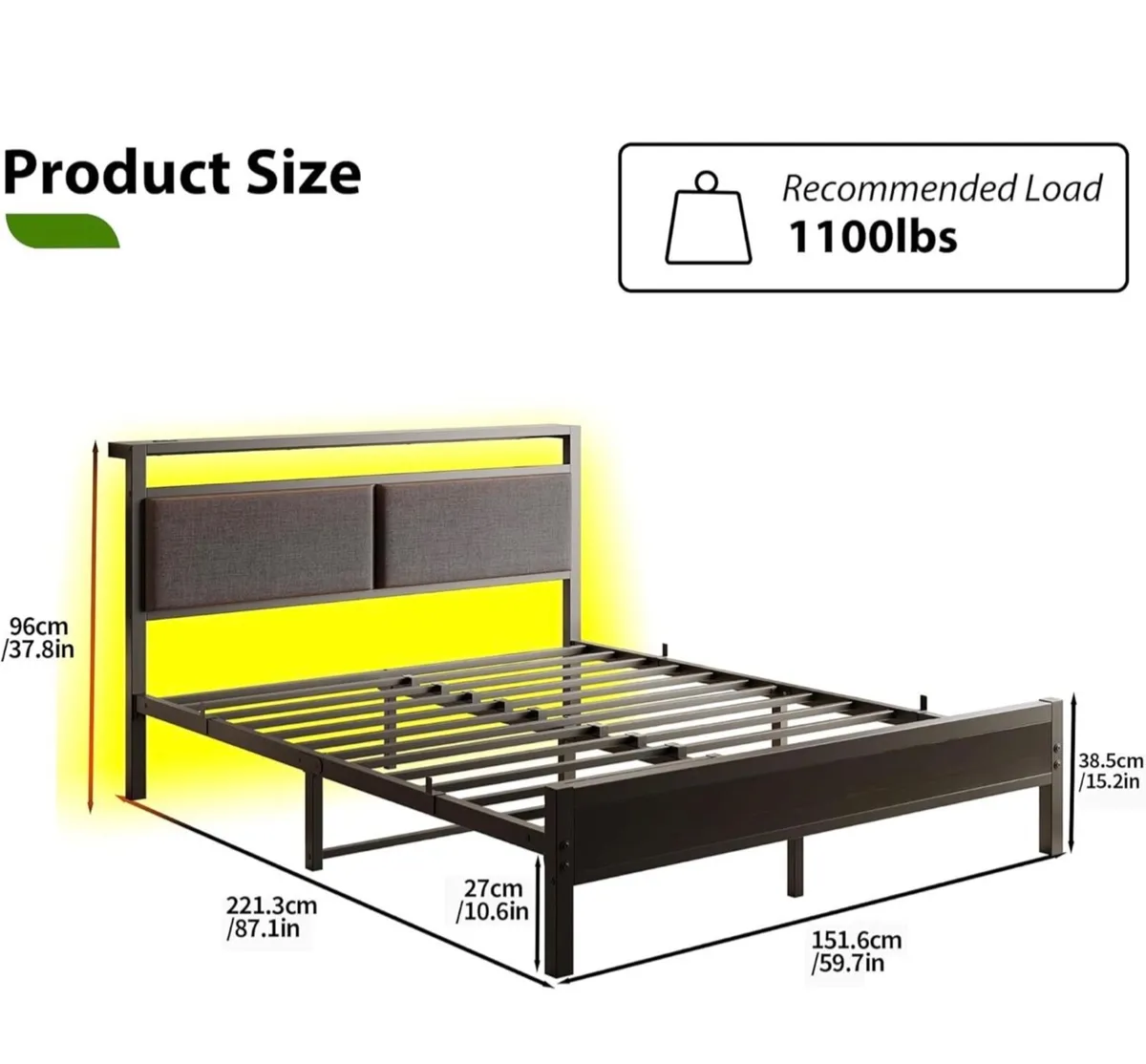 King Size with LED Lights and Charging Station - Image 2