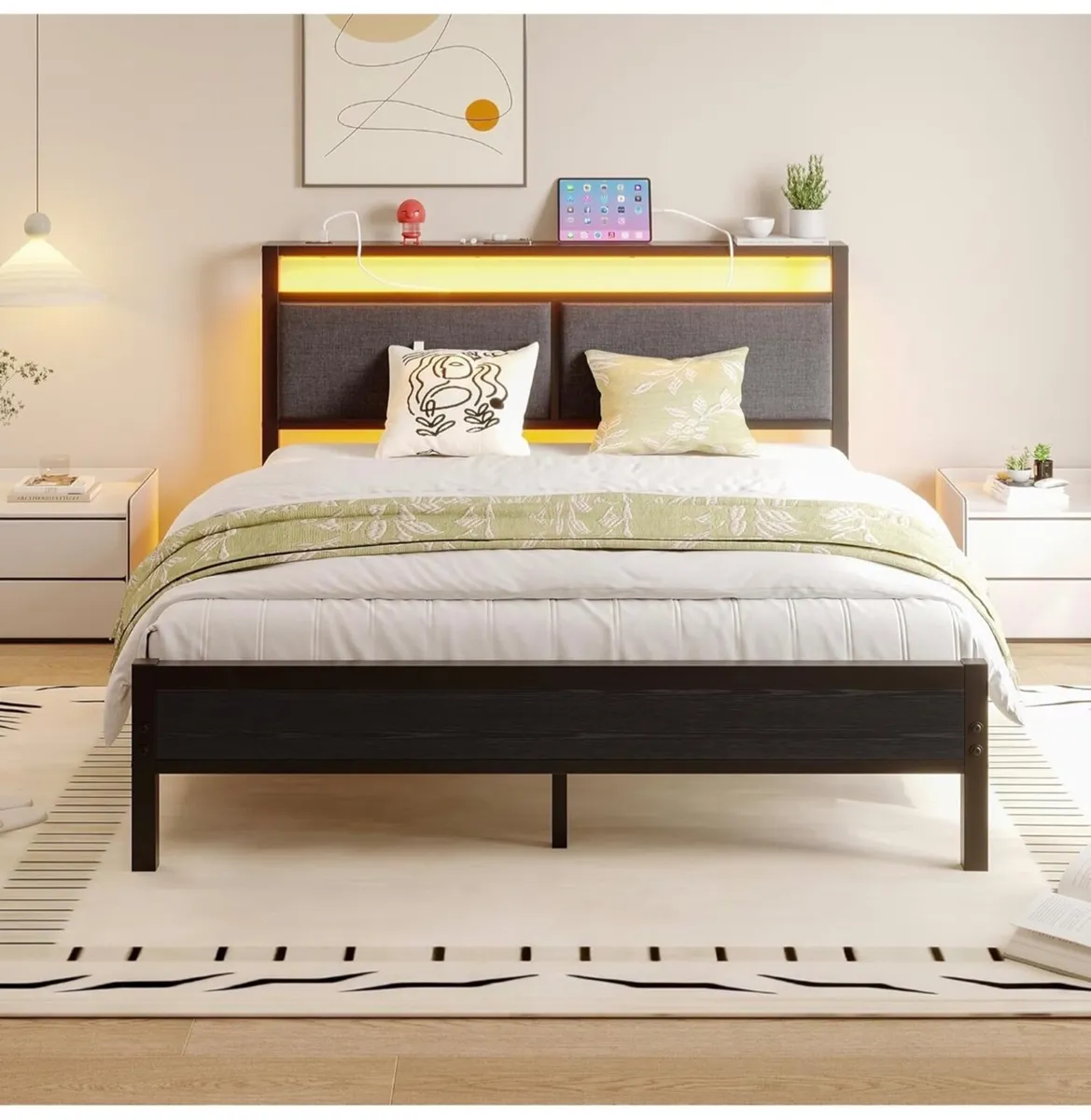 King Size with LED Lights and Charging Station - Image 3