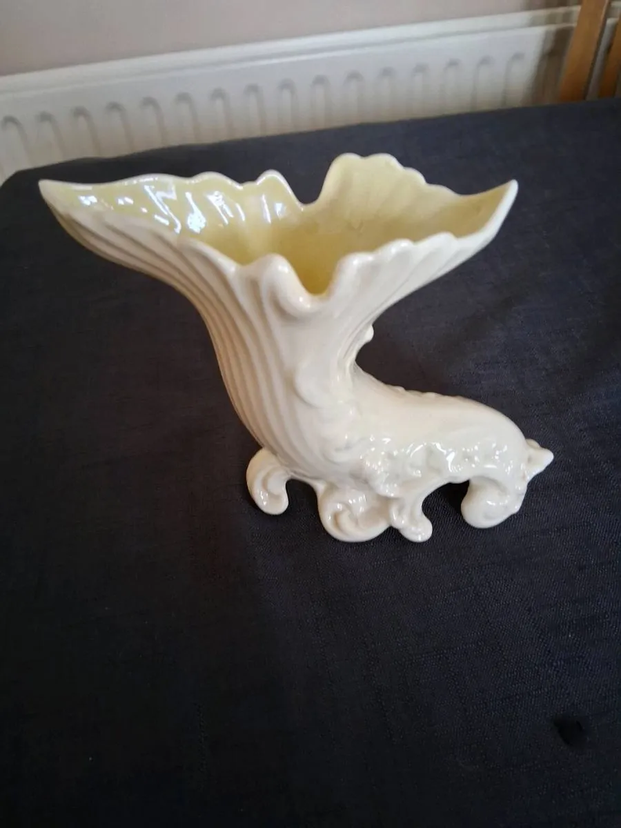 Belleek China Cornucopia Vase - Image 1