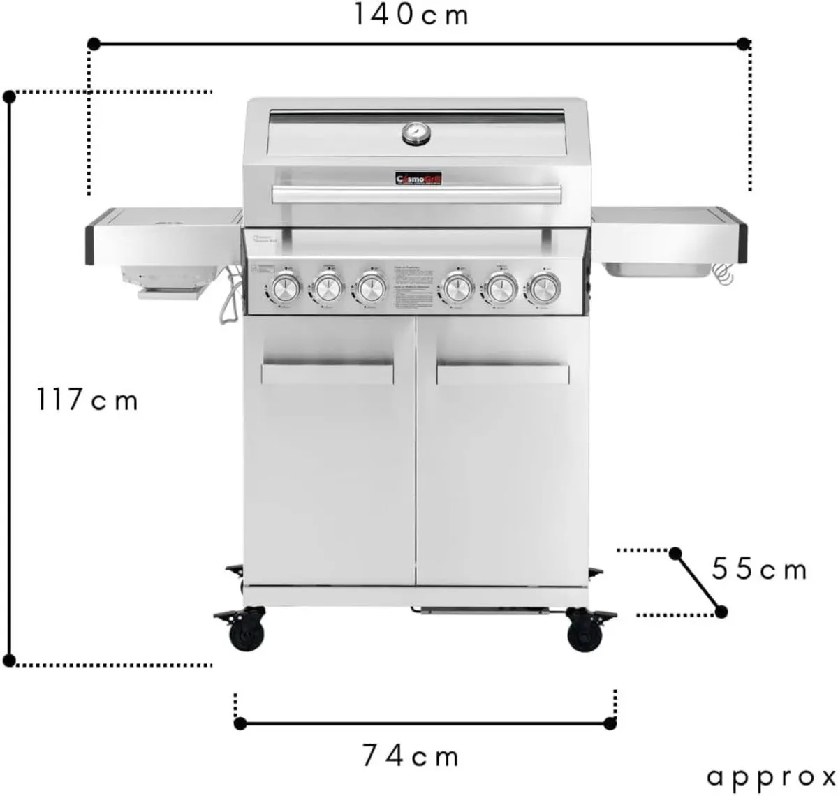 Platinum Stainless Steel 6 Gas Burner 4+2 - Image 3