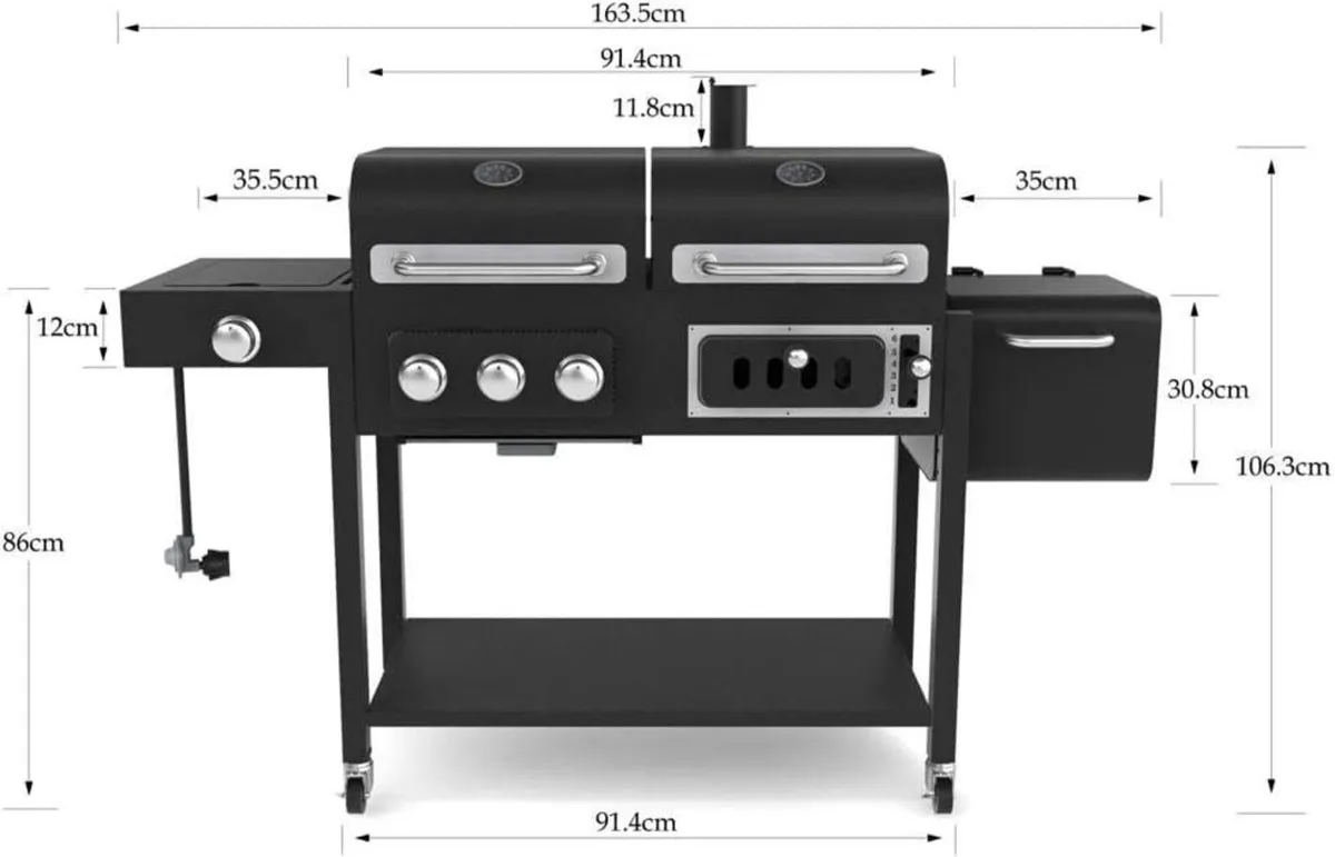 Hybrid 4 Burner Barbecue DUO Dual Fuel BBQ 3+1 - Image 3