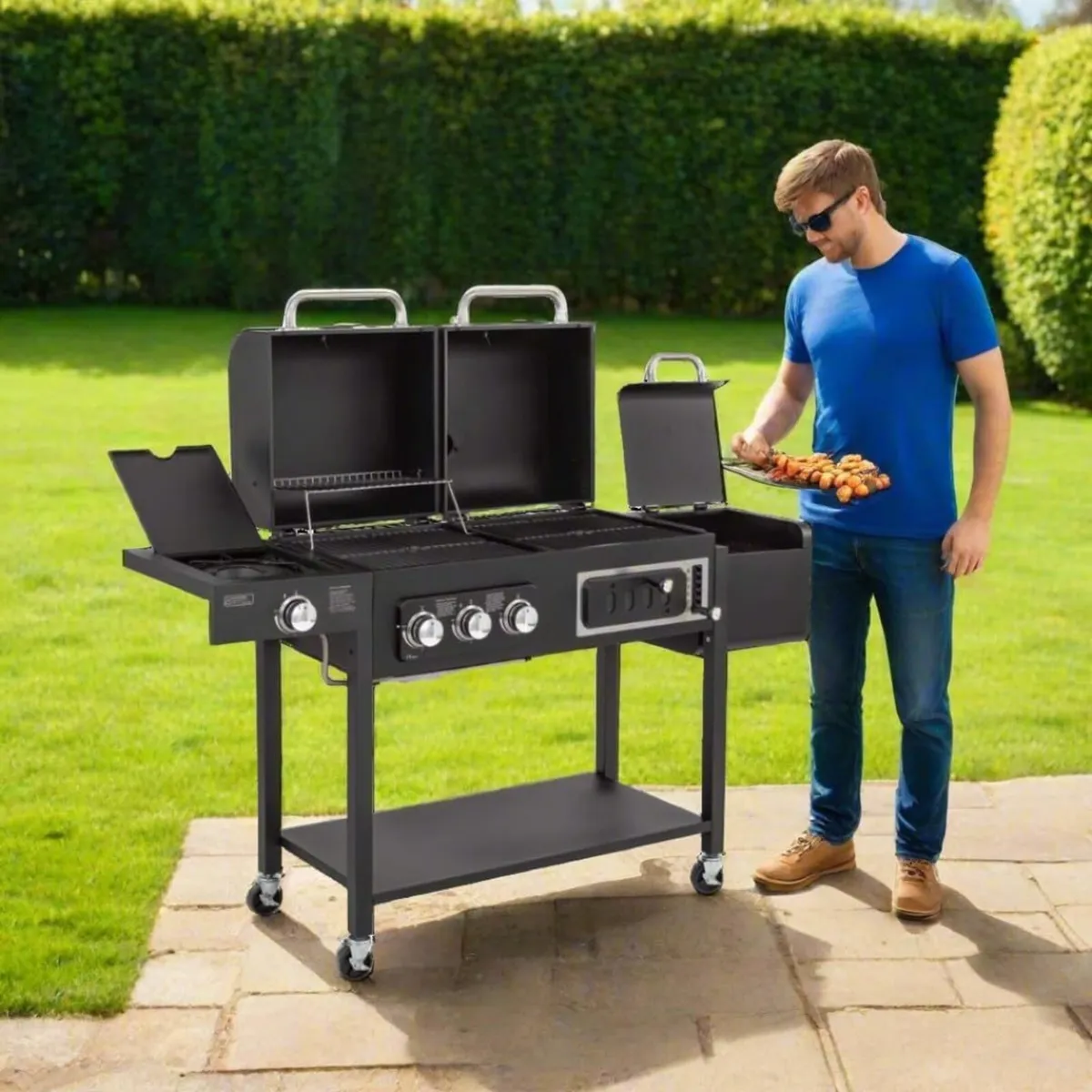 Hybrid 4 Burner Barbecue DUO Dual Fuel BBQ 3+1 - Image 2