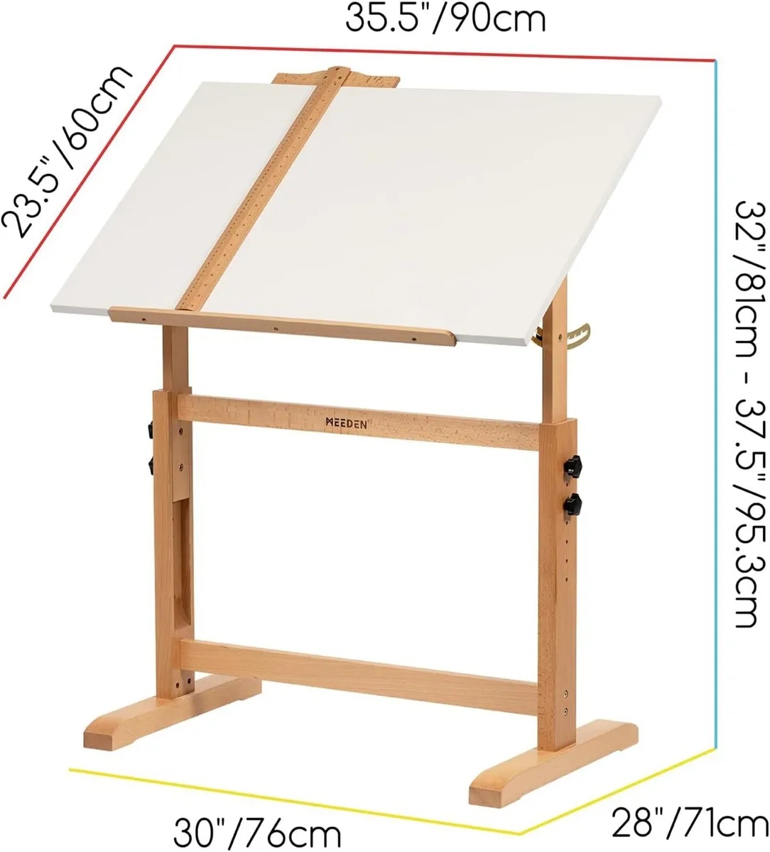 White Adjustable Drafting Table: 35.5 x 23.5 - Image 3