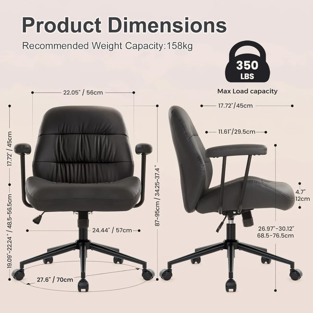 Cross Legged Office Chair with Removable Armrests - Image 3