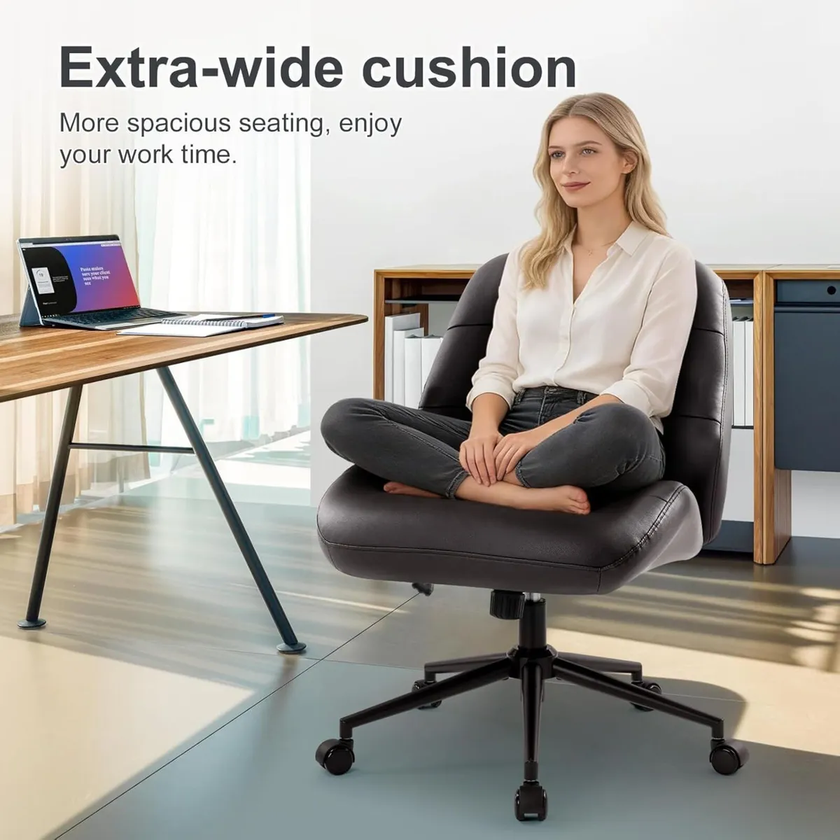 Cross Legged Office Chair with Removable Armrests - Image 4