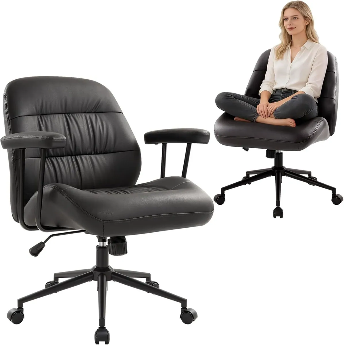 Cross Legged Office Chair with Removable Armrests - Image 1