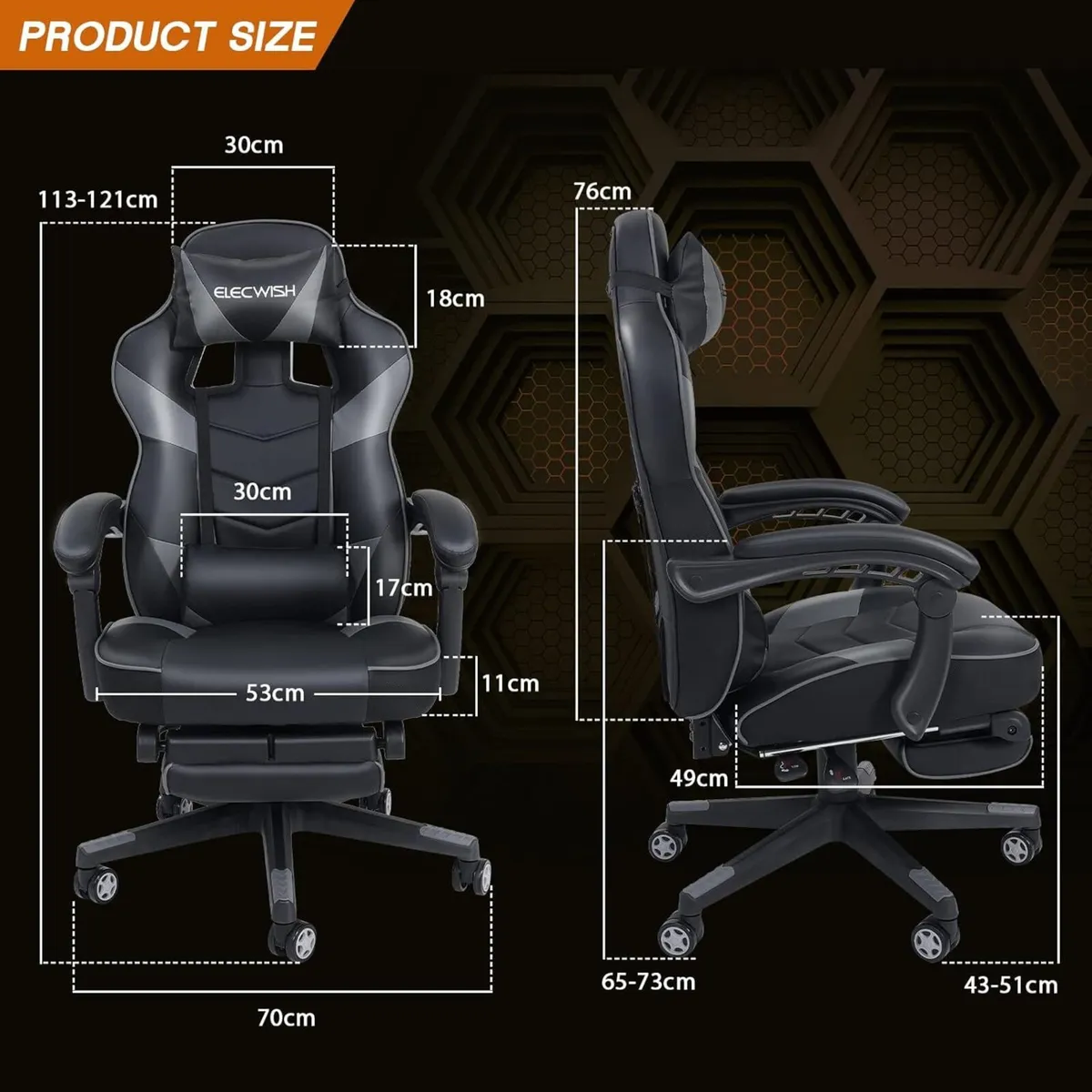 Racing Gaming Chair for adults with Footrest and - Image 3