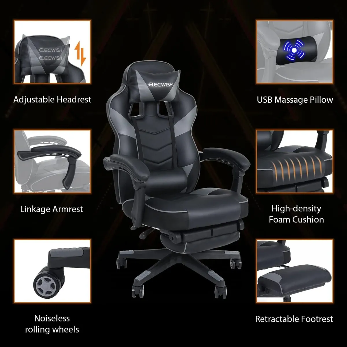 Racing Gaming Chair for adults with Footrest and - Image 4