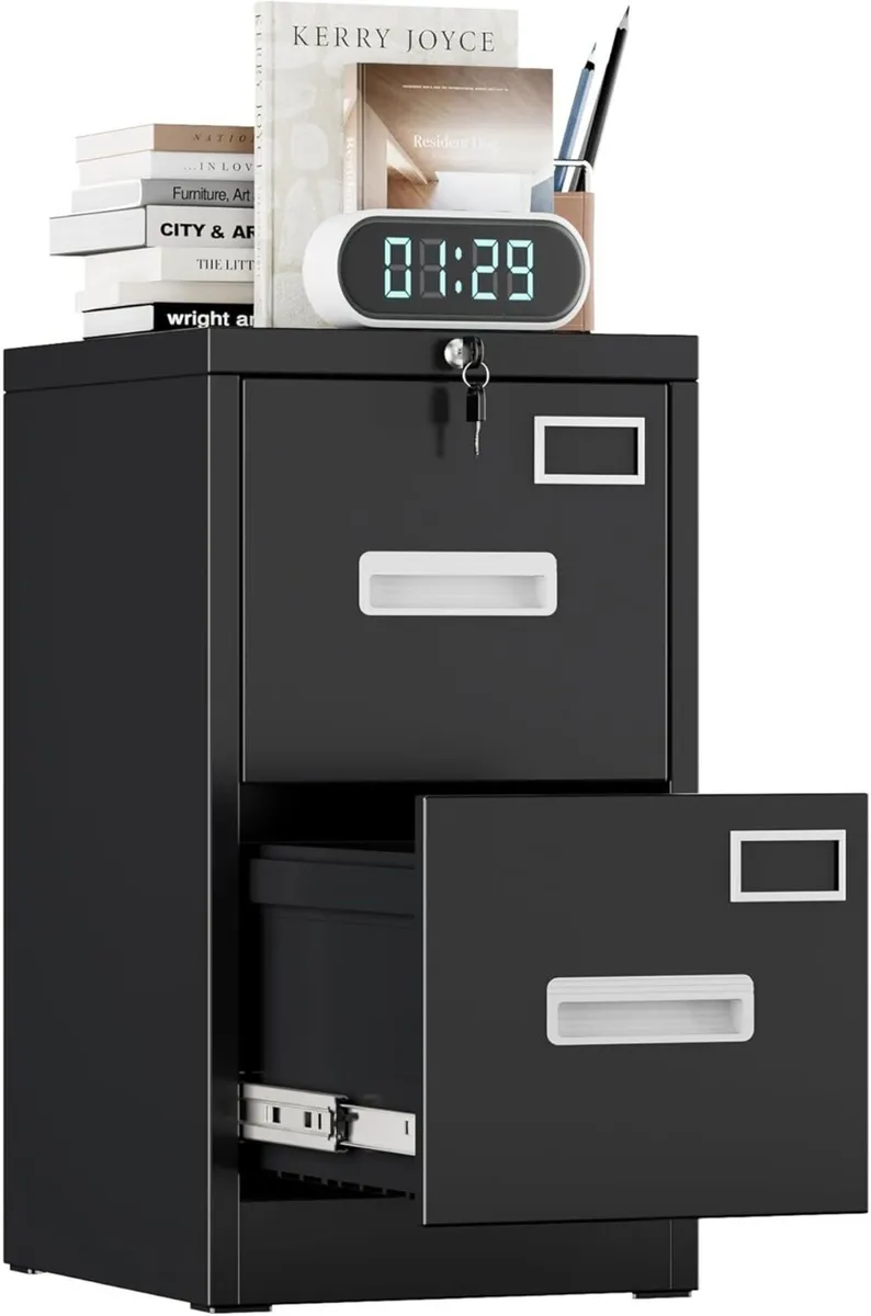 2 Drawers Filing Cabinets Metal Lockable Vertical - Image 1