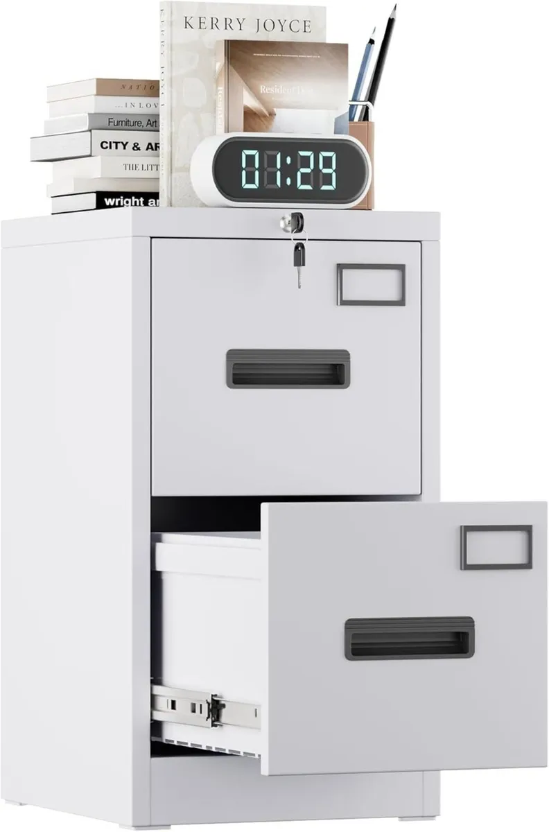2 Drawers Filing Cabinets Metal Lockable Vertical - Image 1