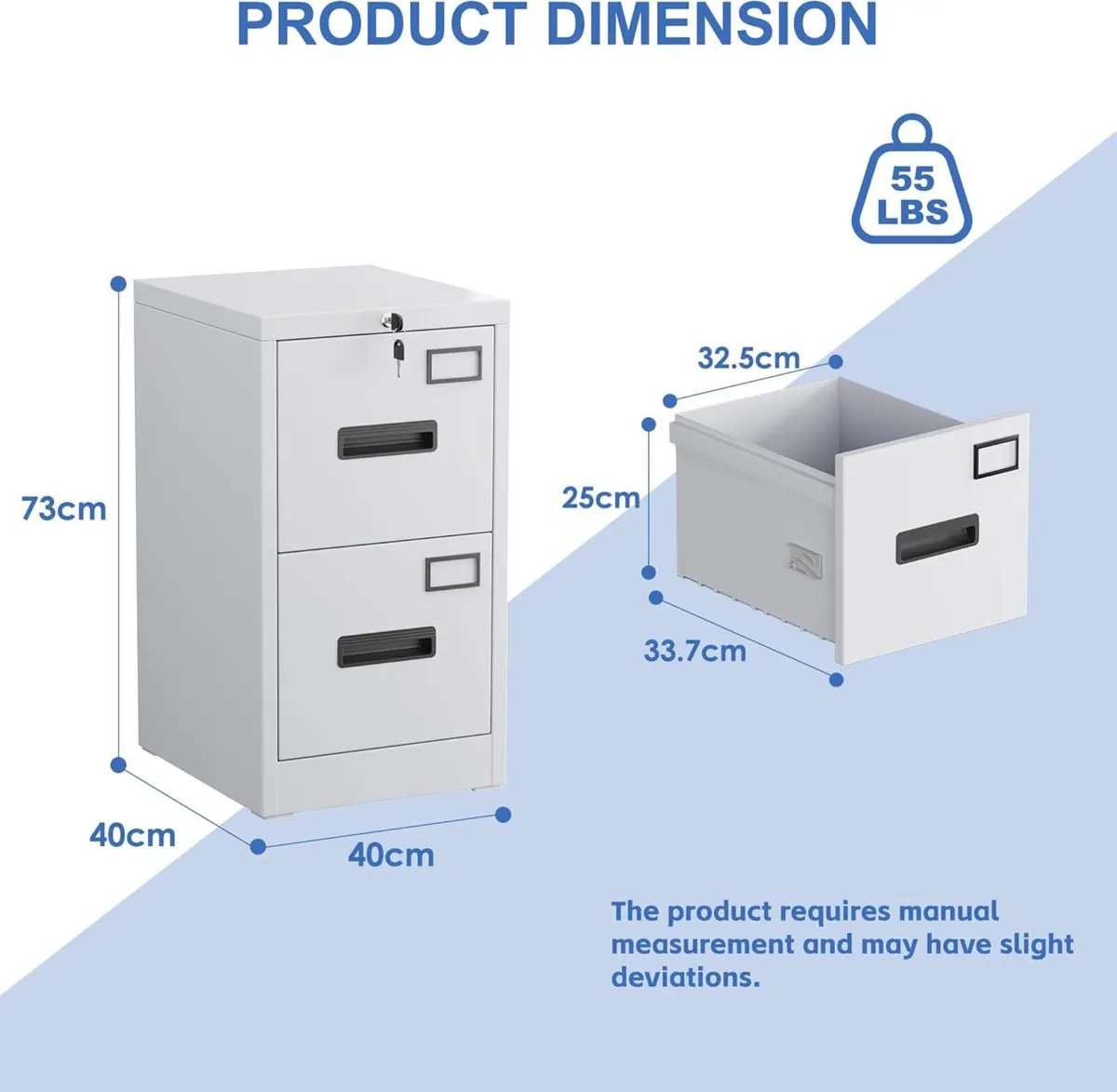 2 Drawers Filing Cabinets Metal Lockable Vertical - Image 2