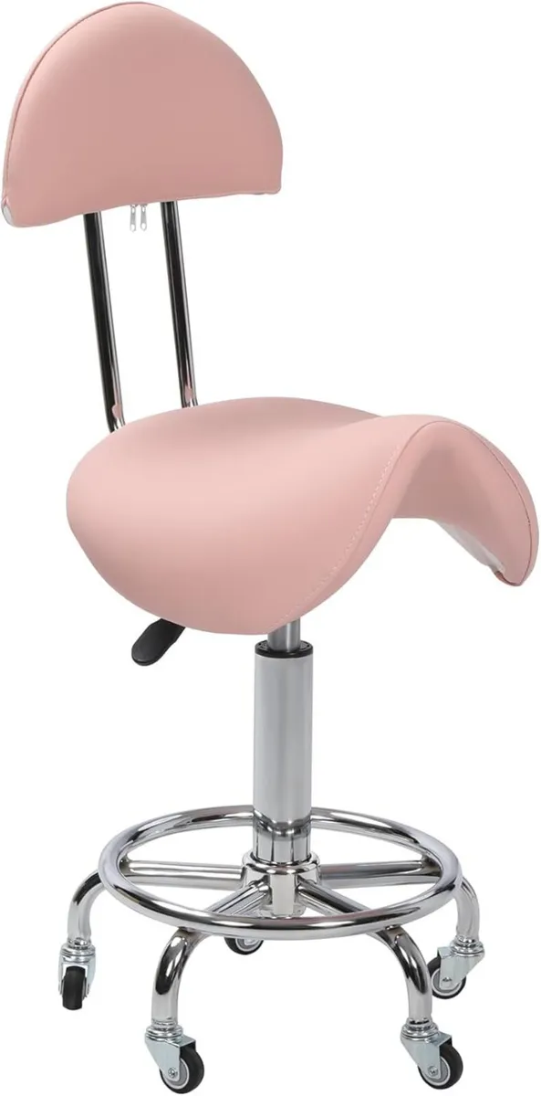 Rolling Saddle Stool with Back Support Ergonomic - Image 1