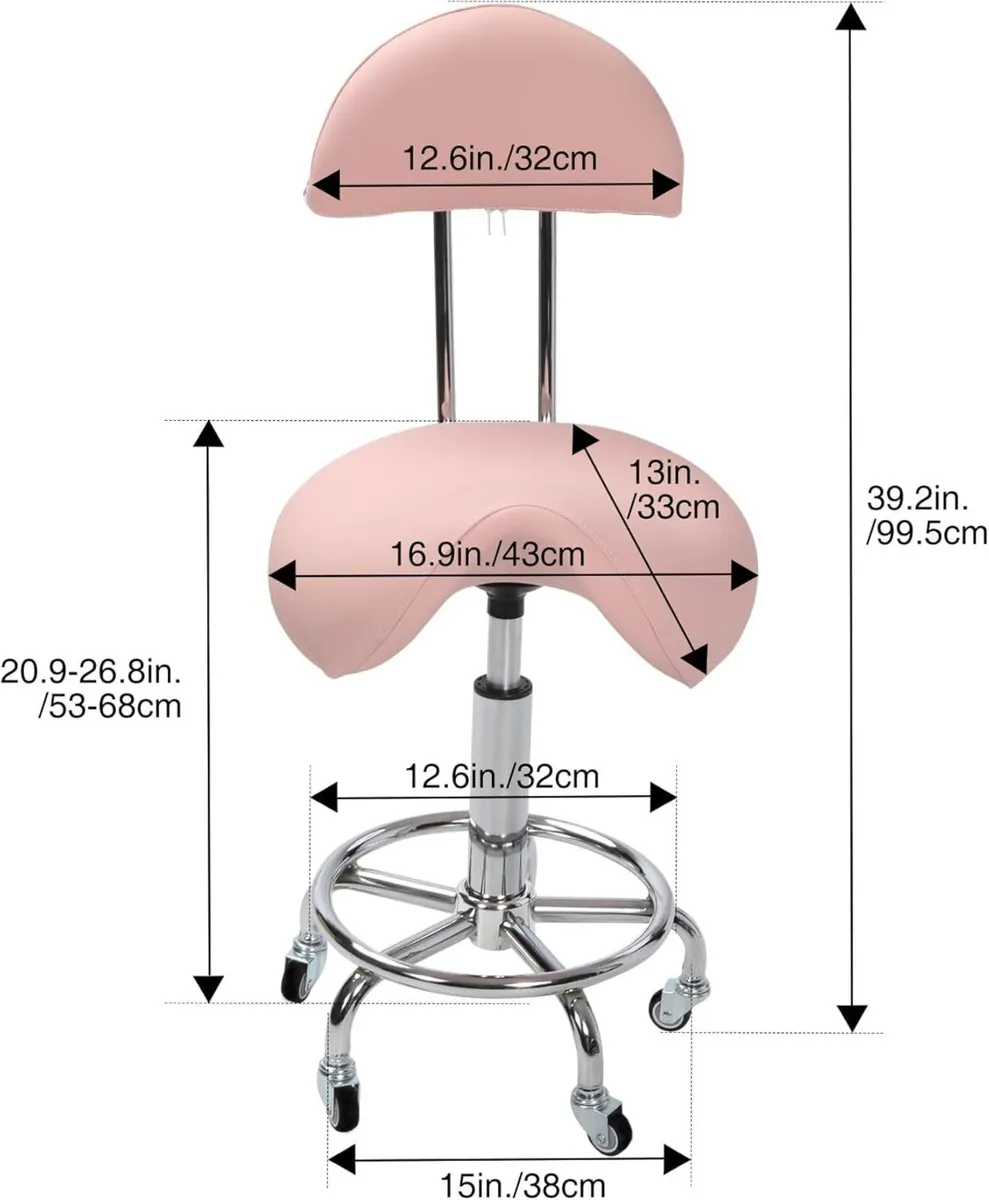 Rolling Saddle Stool with Back Support Ergonomic - Image 2