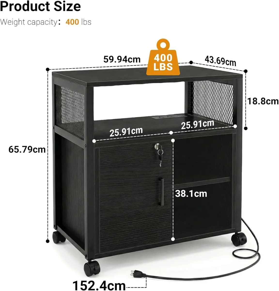 Rolling File Cabinet Lateral Filing on Wheels - Image 3