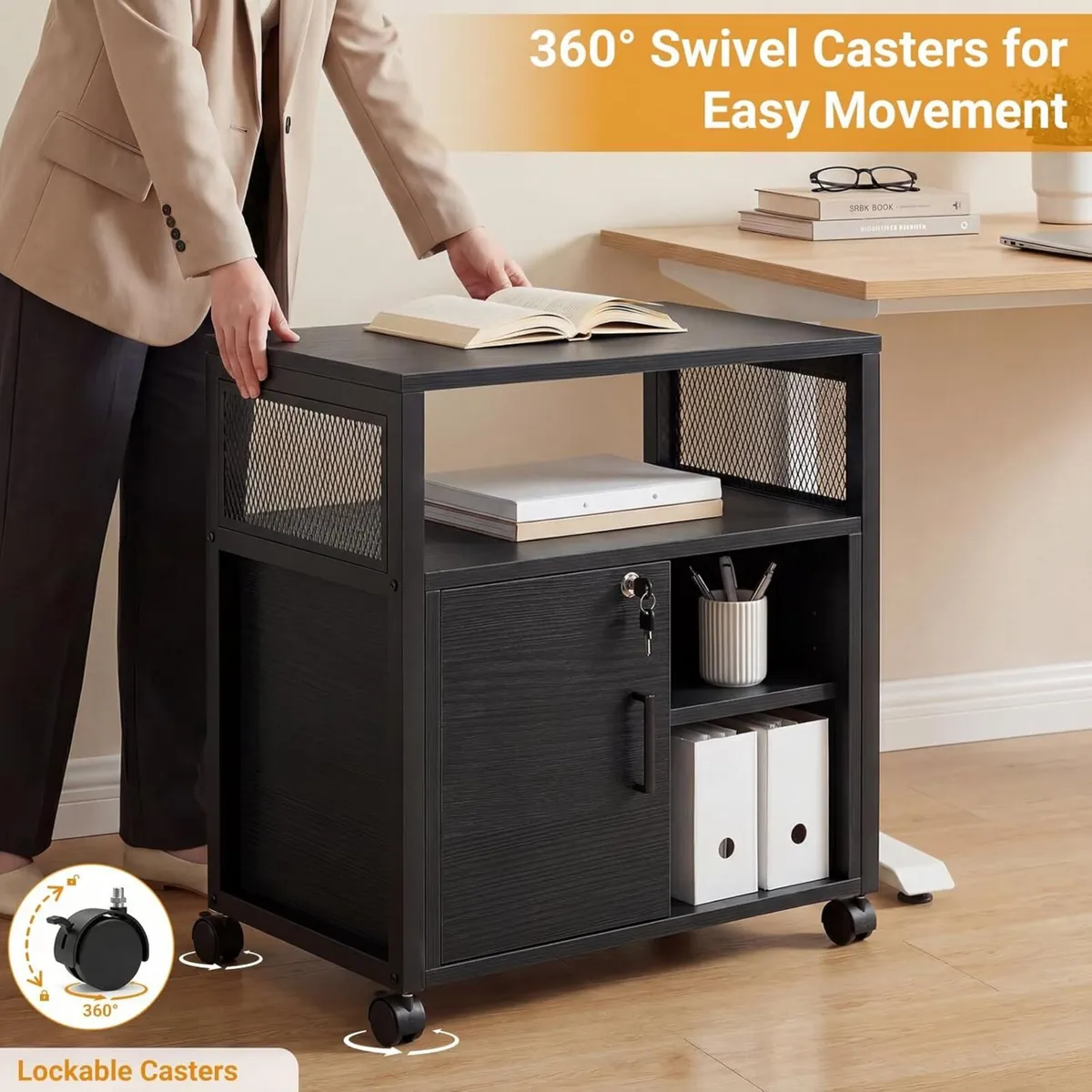 Rolling File Cabinet Lateral Filing on Wheels - Image 4