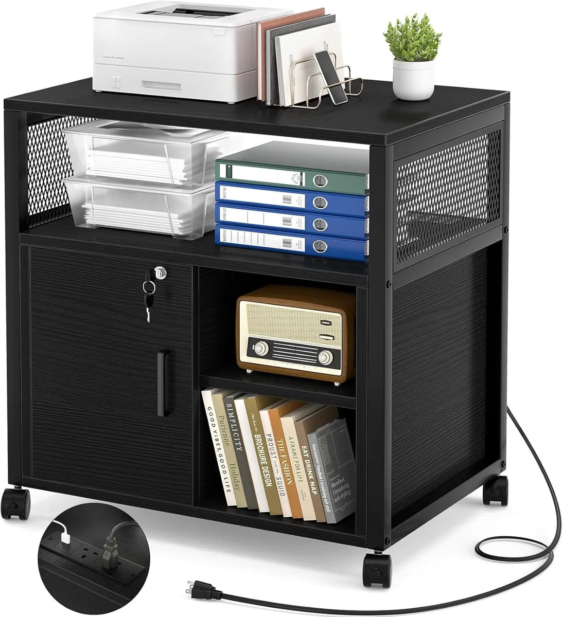 Rolling File Cabinet Lateral Filing on Wheels - Image 1