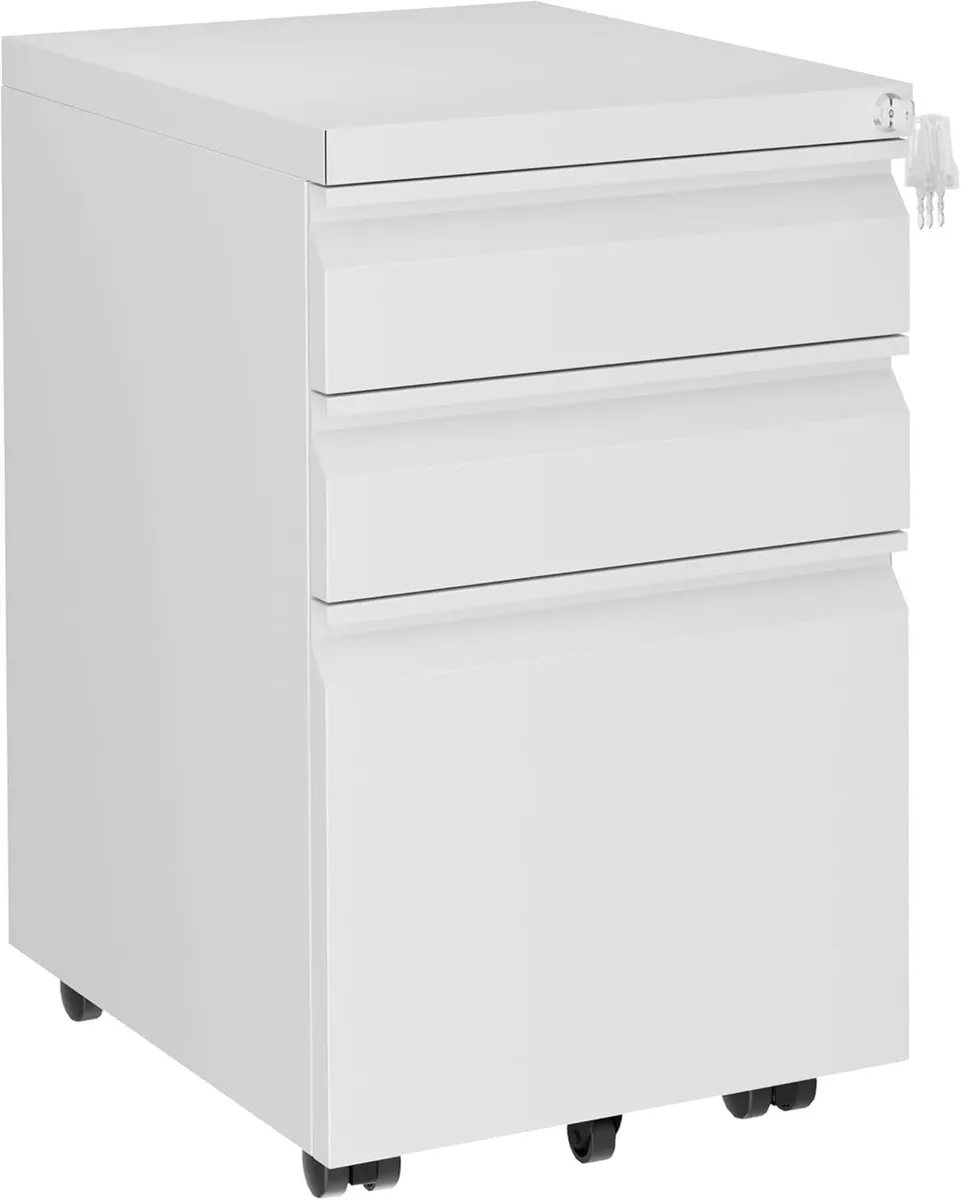Mobile Filing Cabinet Lockable 3 Drawers with - Image 1