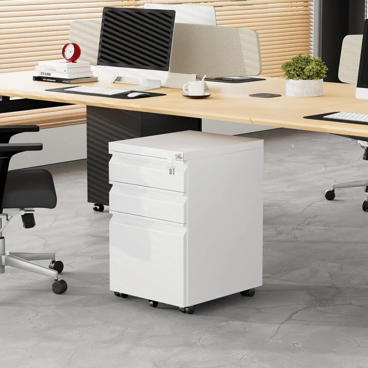 Mobile Filing Cabinet Lockable 3 Drawers with - Image 2