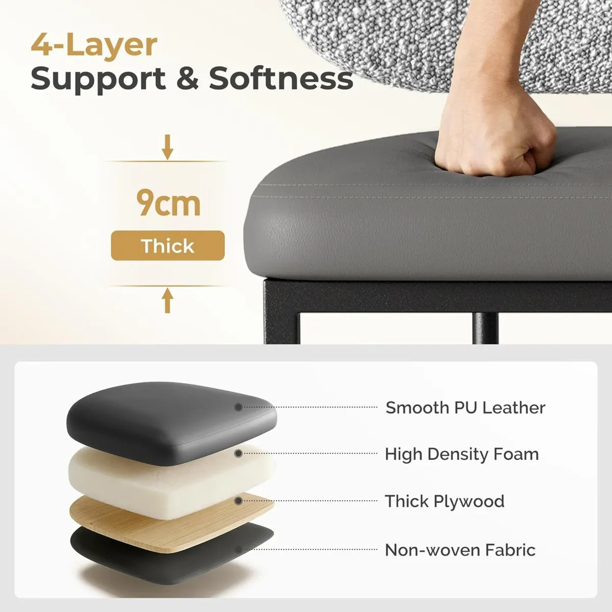 Single Bar Stool with Back Breakfast Stools - Image 4