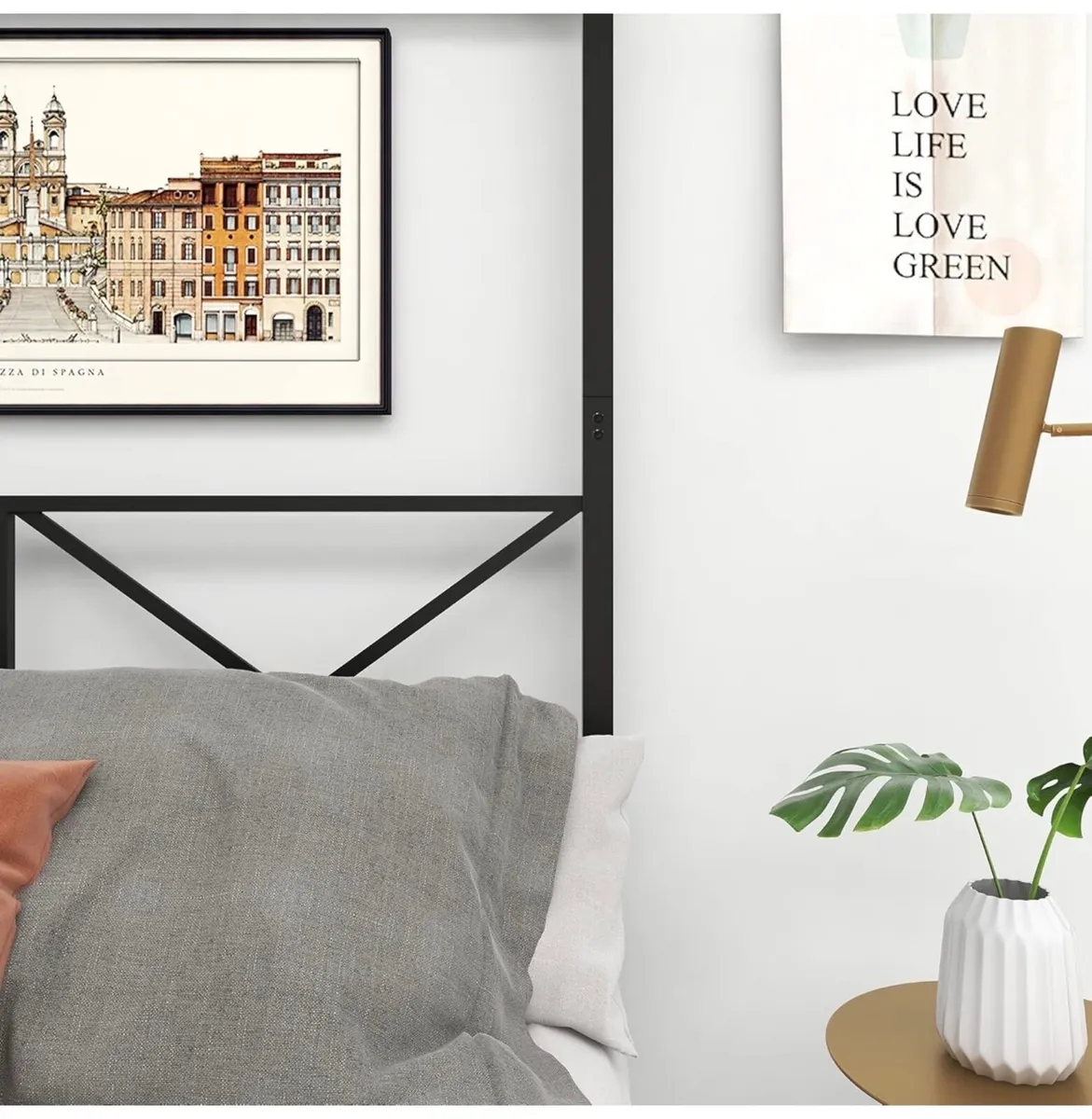 Canopy Bed Frame King Size with Metal Headboard an - Image 2