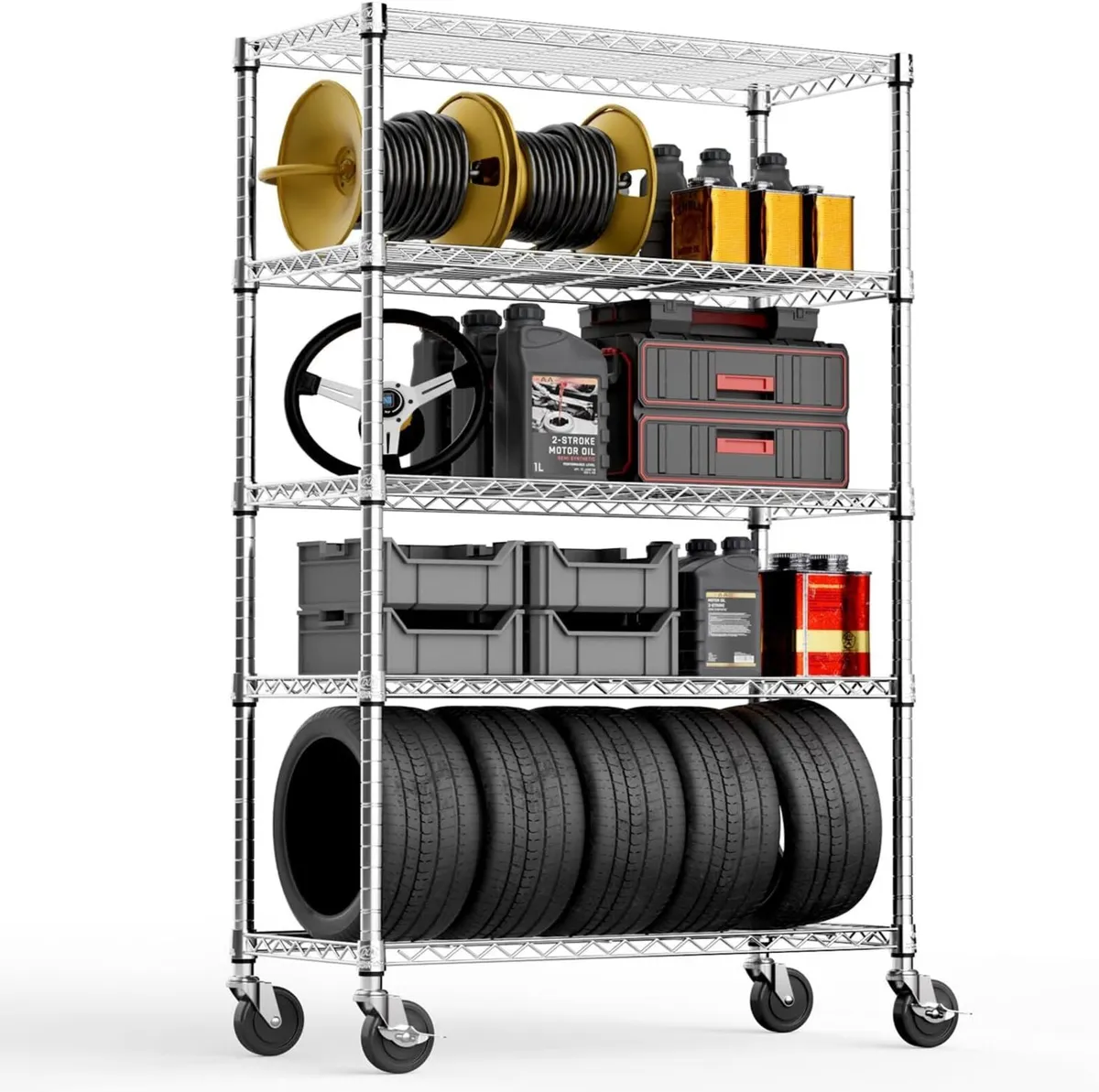 Steel Storage Shelving 5-Tier Utility Unit with - Image 1