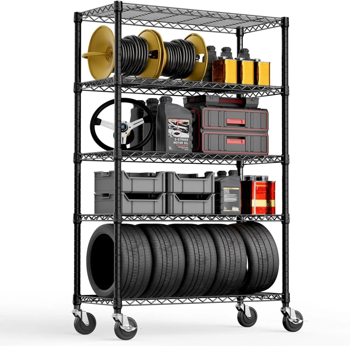 Steel Storage Shelving 5-Tier Utility Unit with - Image 1