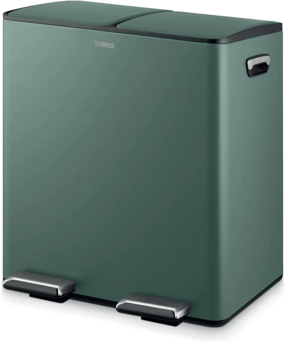 Recycling Pedal Bin Two 20L Compartments with - Image 1