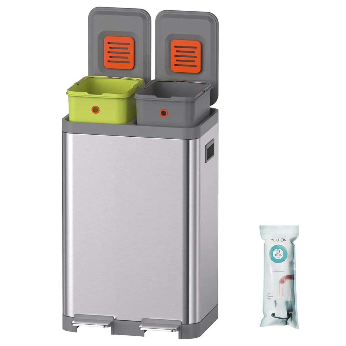 Kitchen Bin Dual Step Trasn Can Recycling Garbage - Image 1