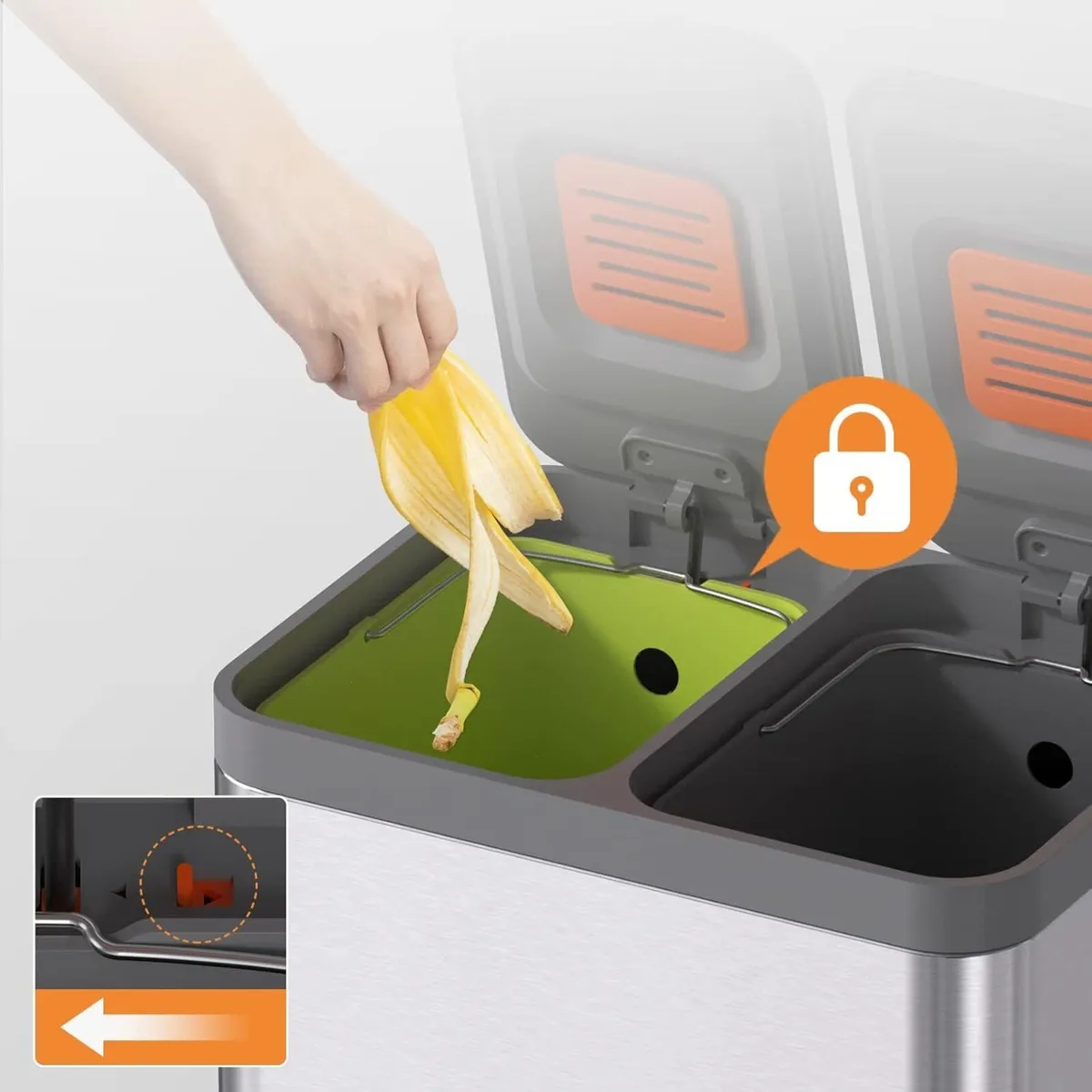 Kitchen Bin Dual Step Trasn Can Recycling Garbage - Image 4