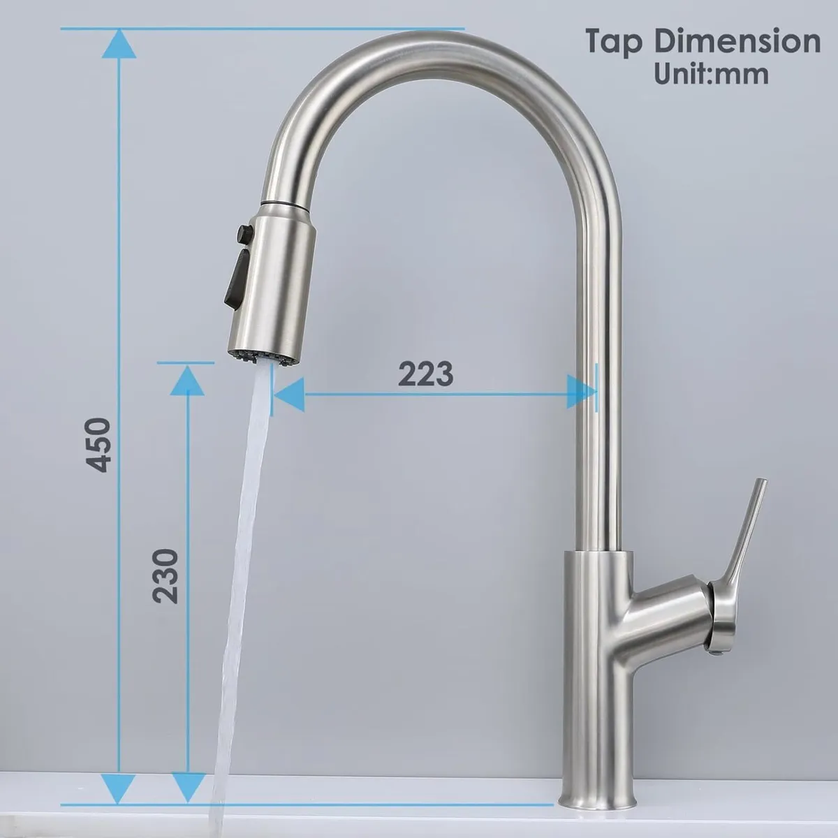 Yamatarao Kitchen Mixer Tap with Pull Out Spray - Image 2