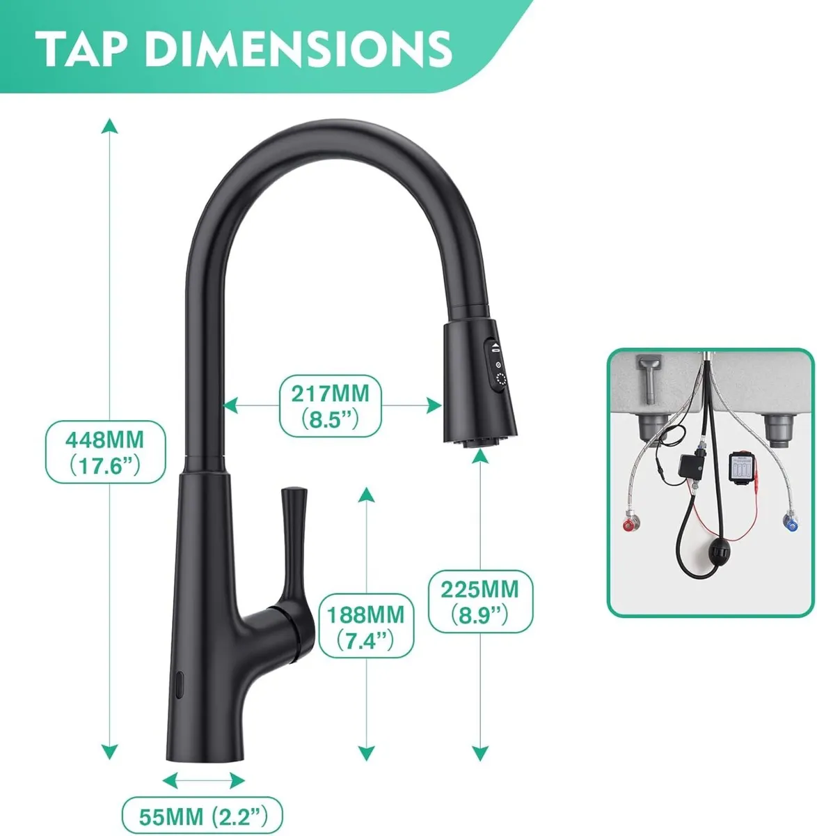 Sensor Touchless Kitchen Tap With Pull Out - Image 2