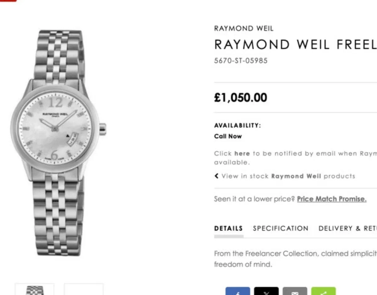 Raymond Weil diamond watch for lady's - Image 3