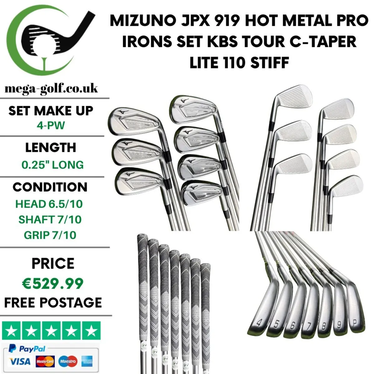 Mizuno JPX 919 Hot Metal Pro Irons Set 4-Pw /Stiff - Image 1