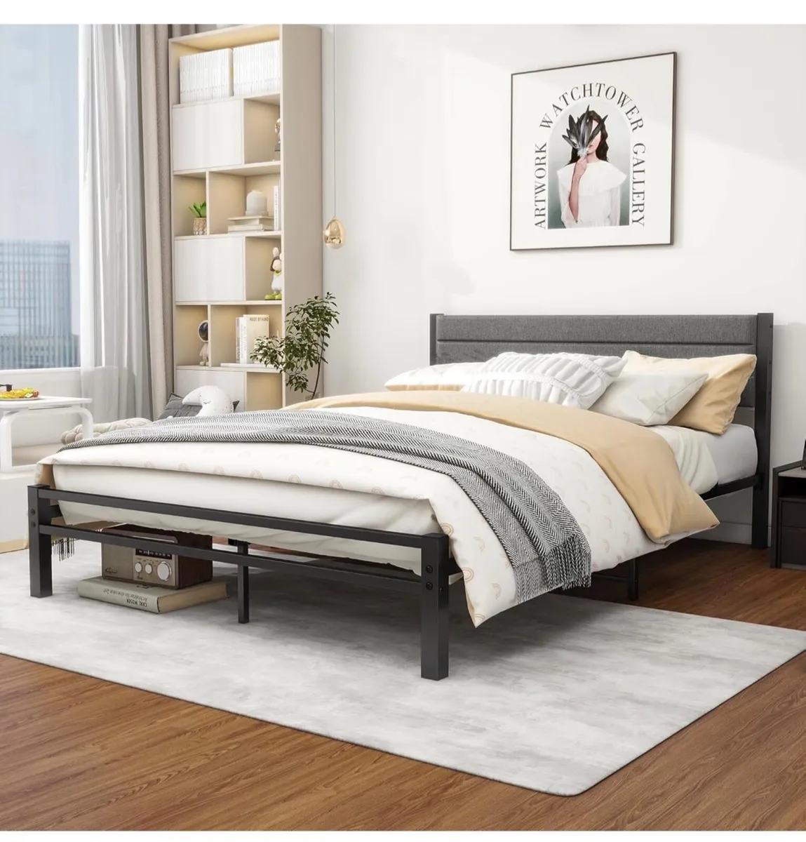 King Size Bed Frame with Storage 5ft Upholstered B - Image 1