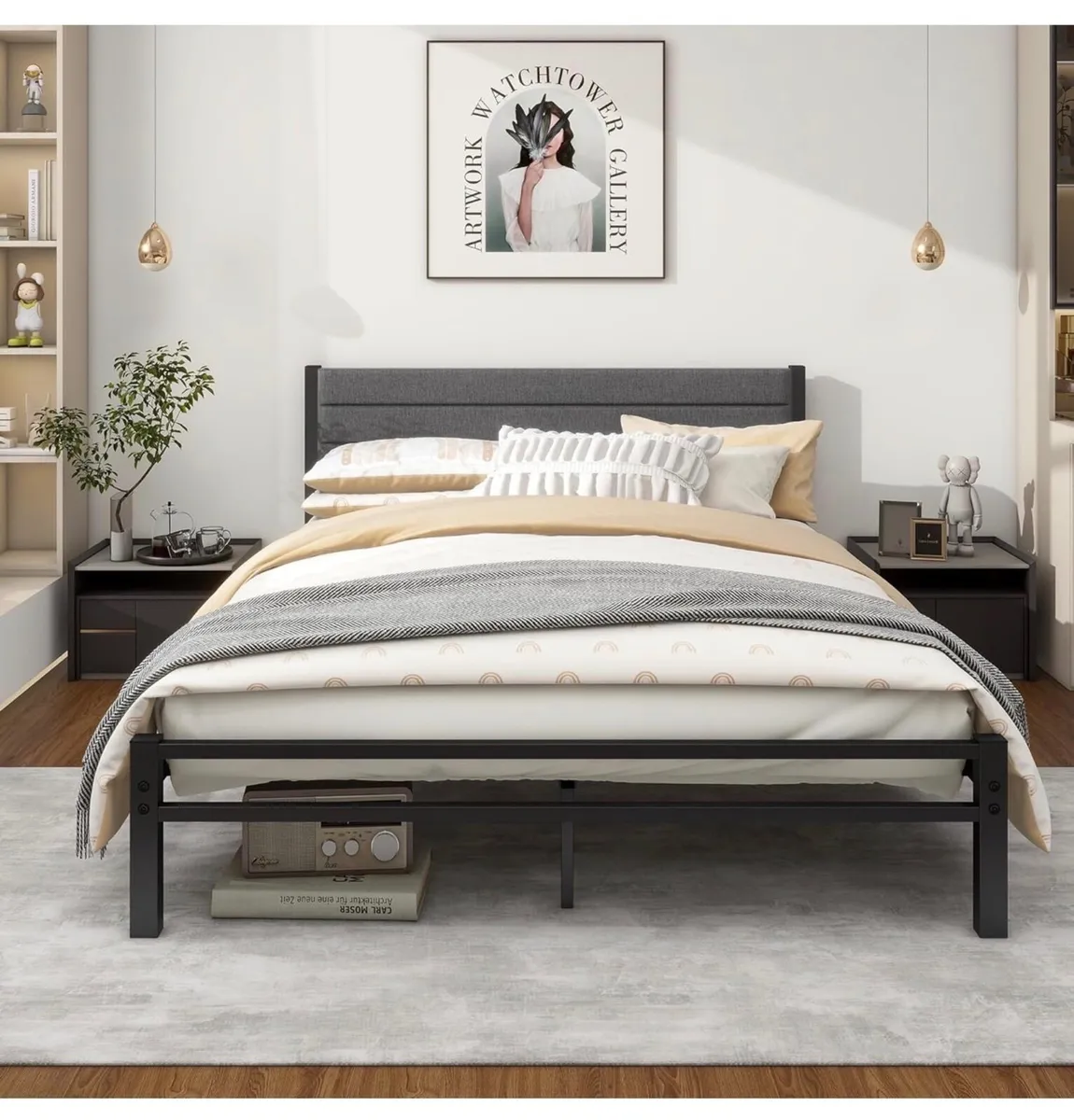 King Size Bed Frame with Storage 5ft Upholstered B - Image 3