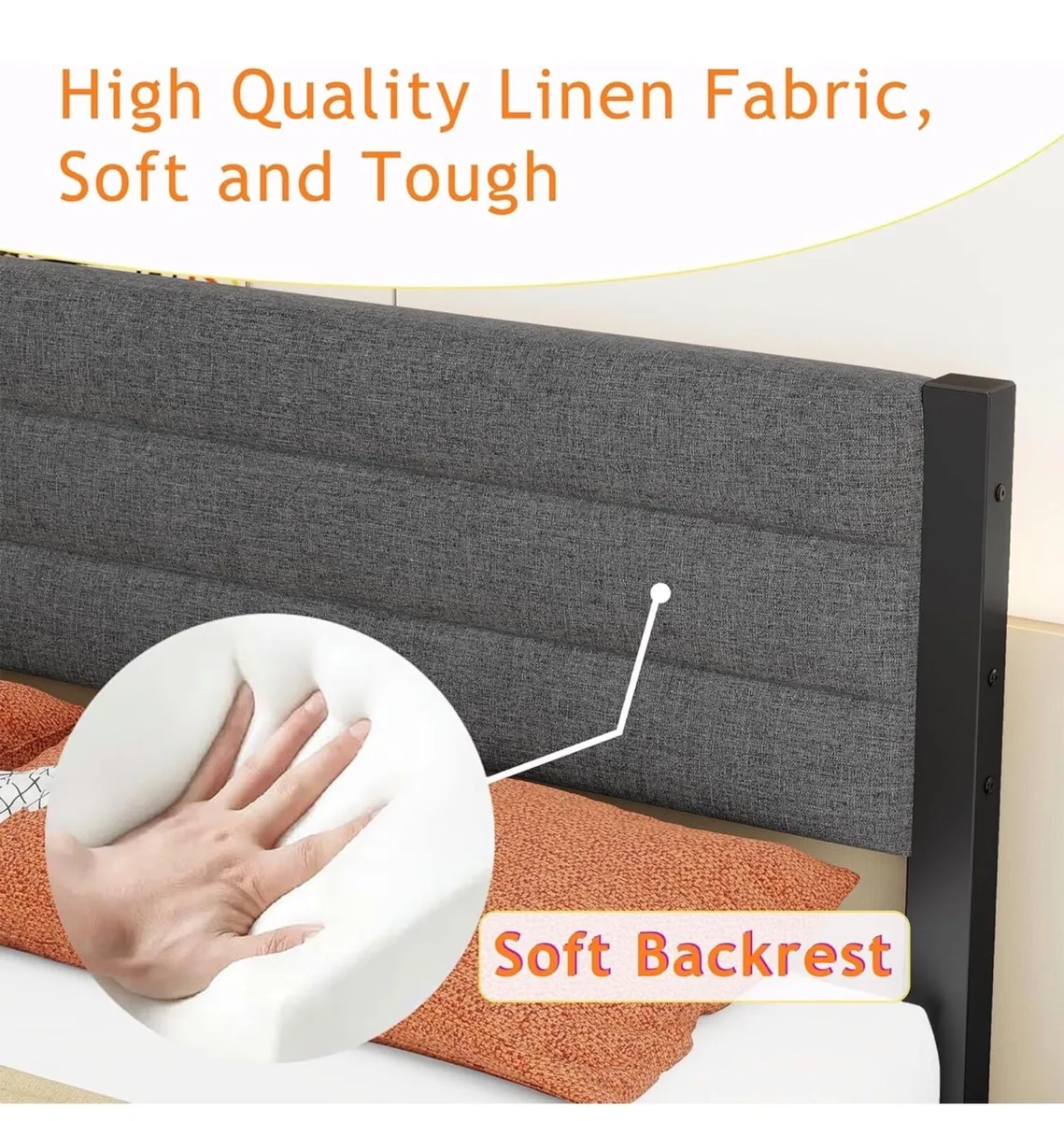 King Size Bed Frame with Storage 5ft Upholstered B - Image 4