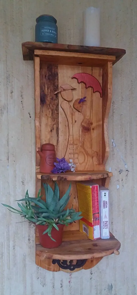 Rustic Driftwood Couple Floating Shelf - Image 3