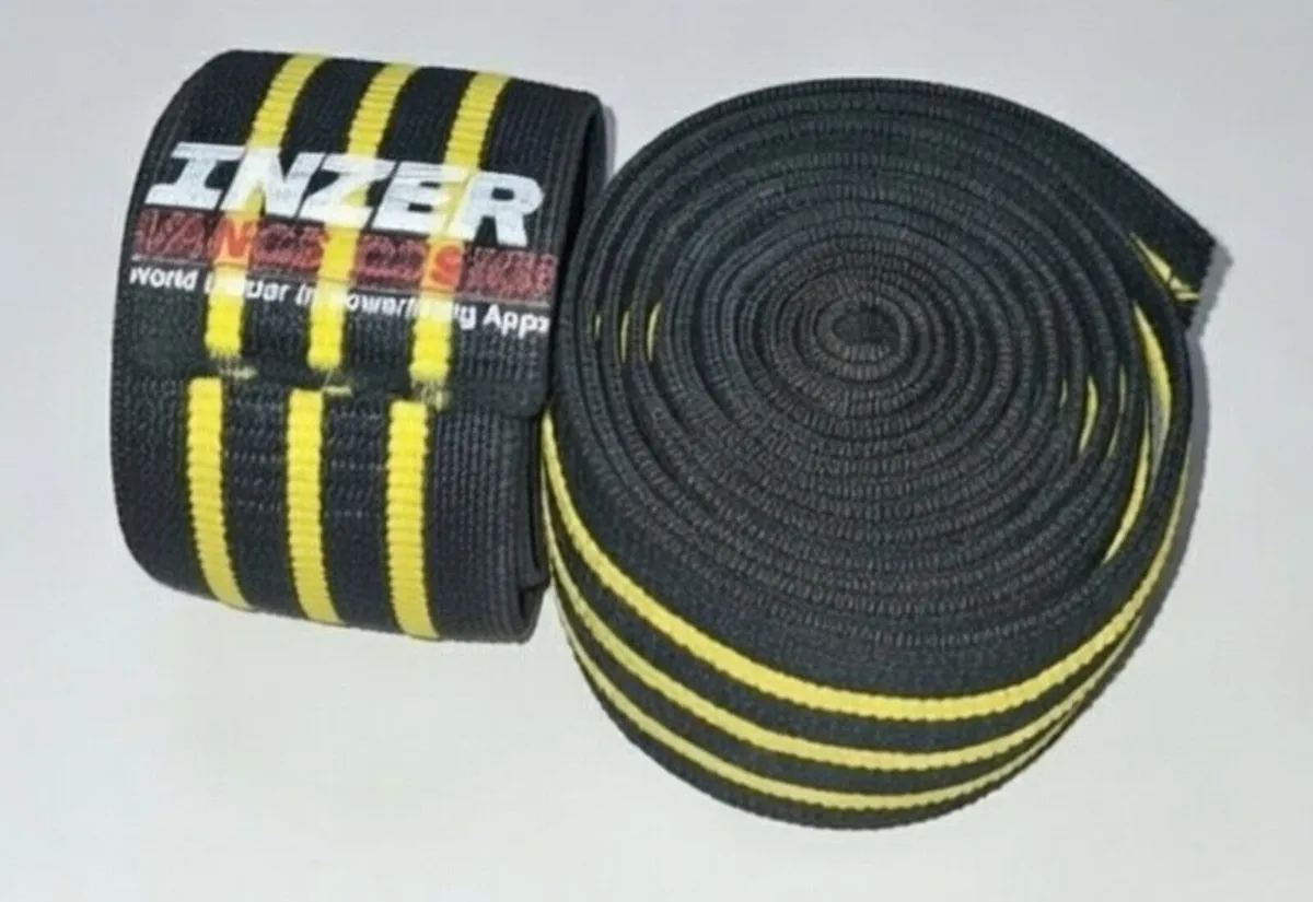 Inzer Gripper Knee Wraps (Pair) 2.0m Yellow/Black - Image 1