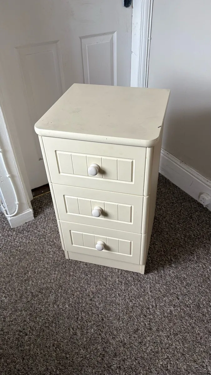 Cream Coloured Bed Side Locker - Image 1