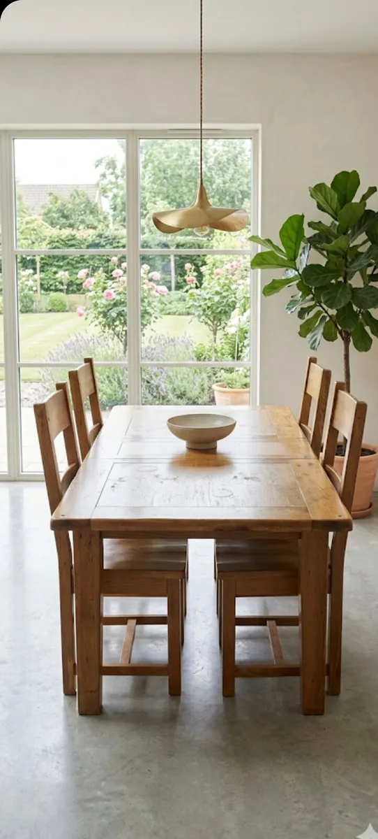 Solid Oak extendable table x 4 chairs
