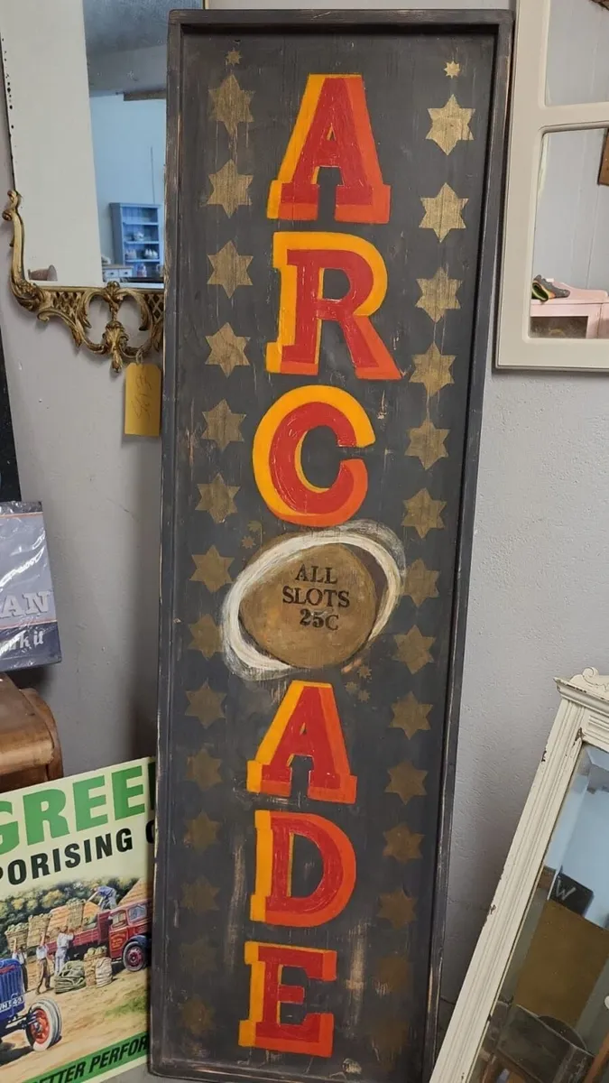 Large wooden vintage style arcade sign - Image 2