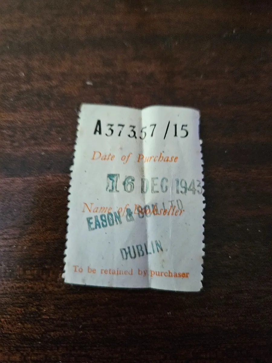 Vintage Eason & Son Receipt Dublin 1943