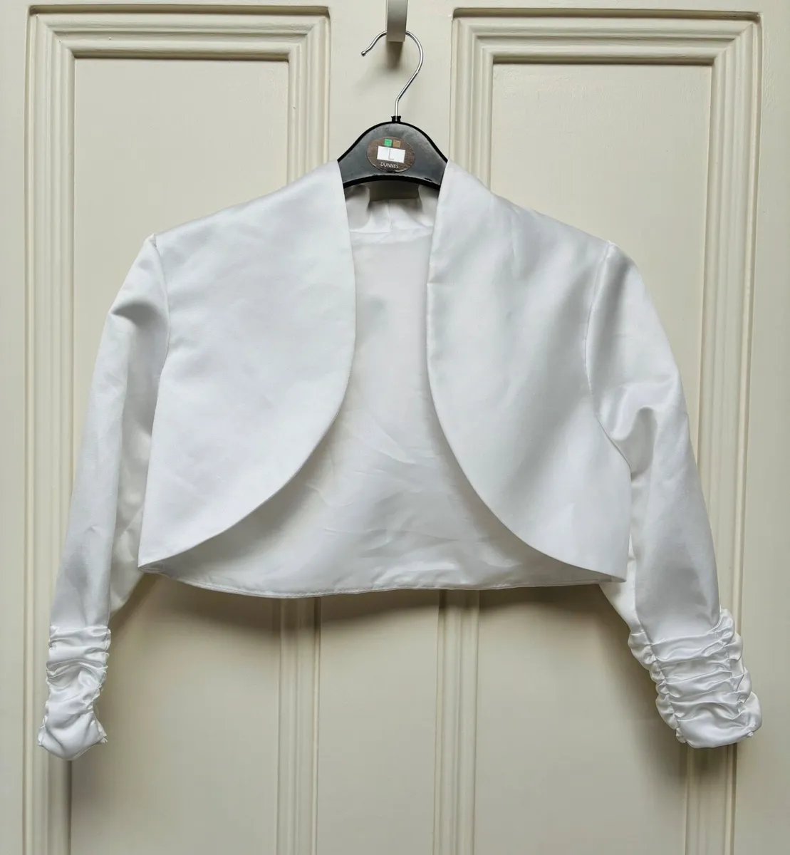 Girls White satin bolero jacket, often used as a w - Image 1