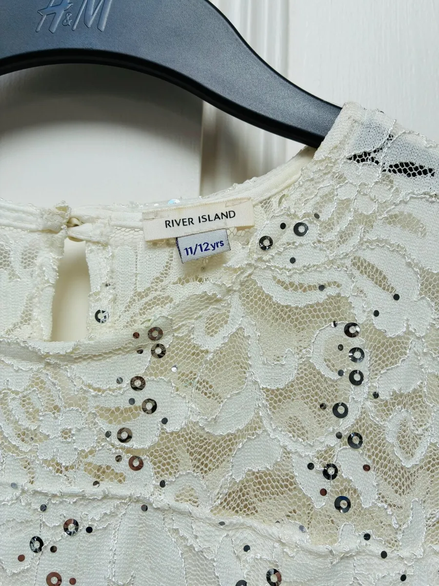Girls white lace dress sequin - River Island - Image 2