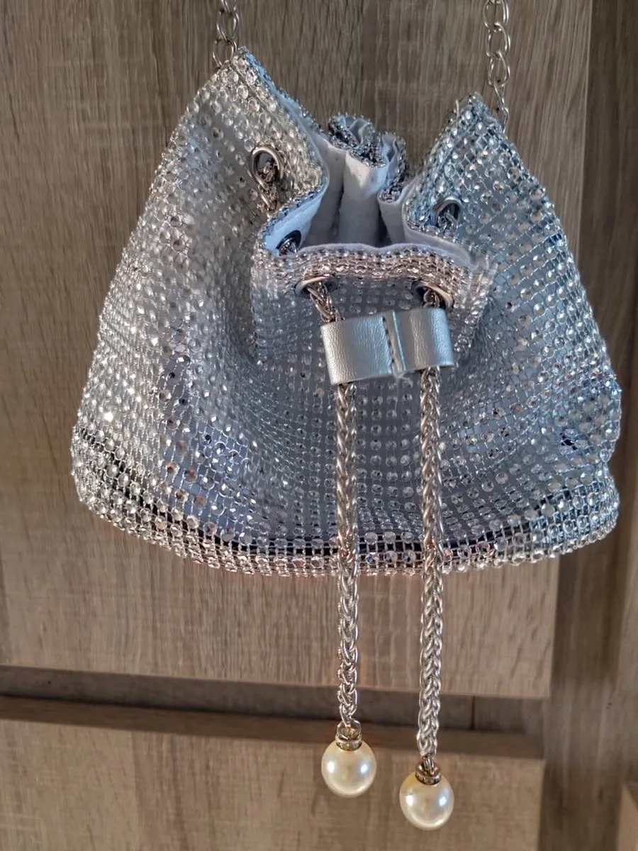 Silver rhinestone bag clutch - Image 1