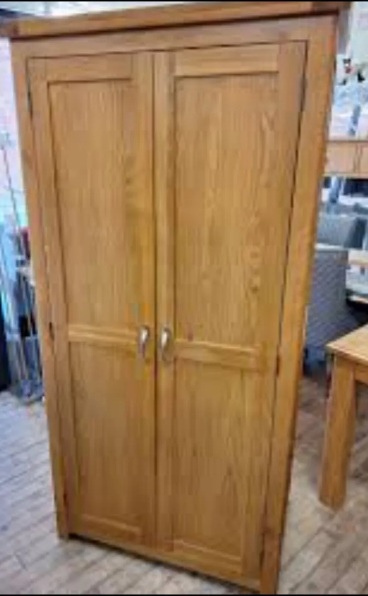 Solid oak double door wardrobe