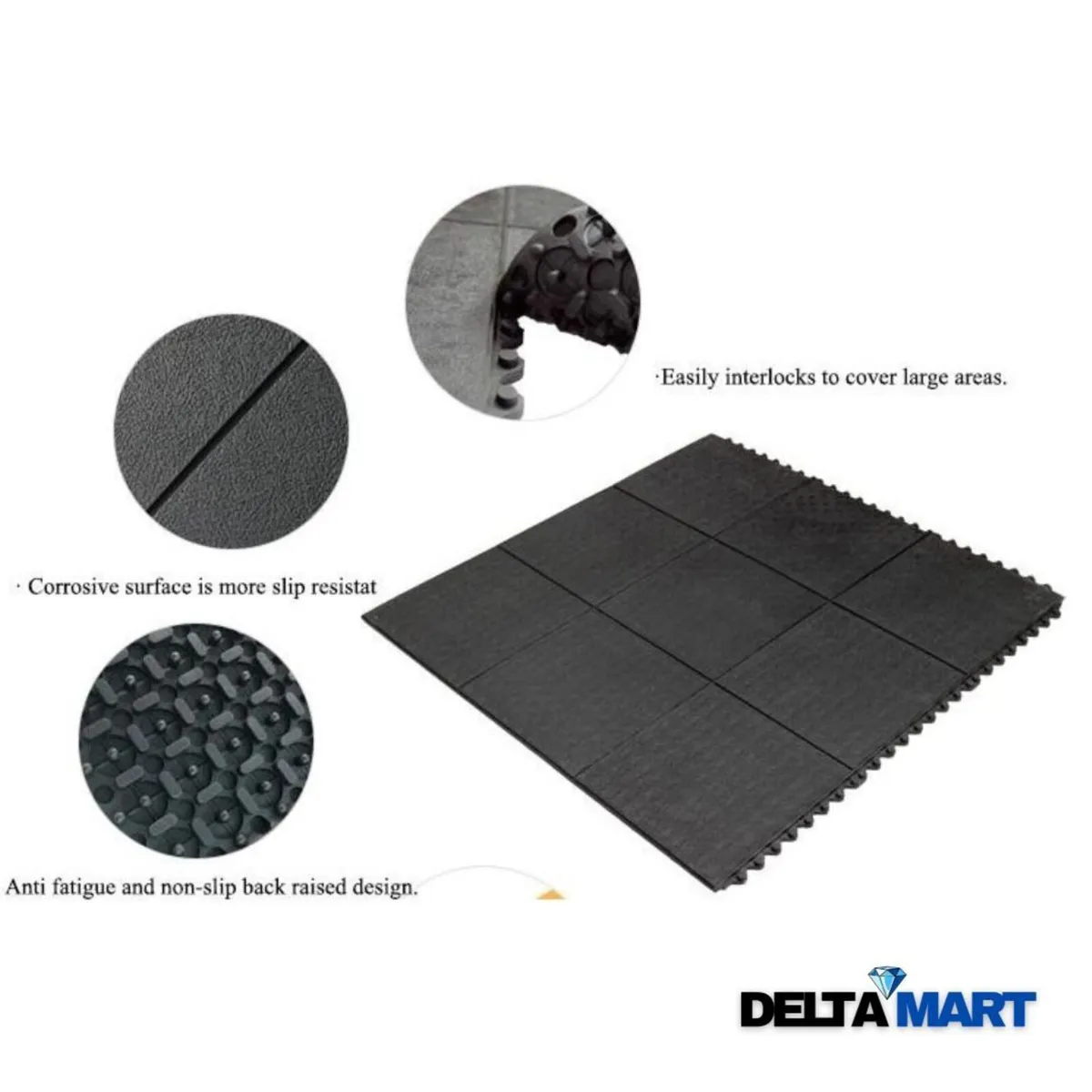 16mm 3ft x 3ft Plain Interlocking Rubber Mat - Image 2