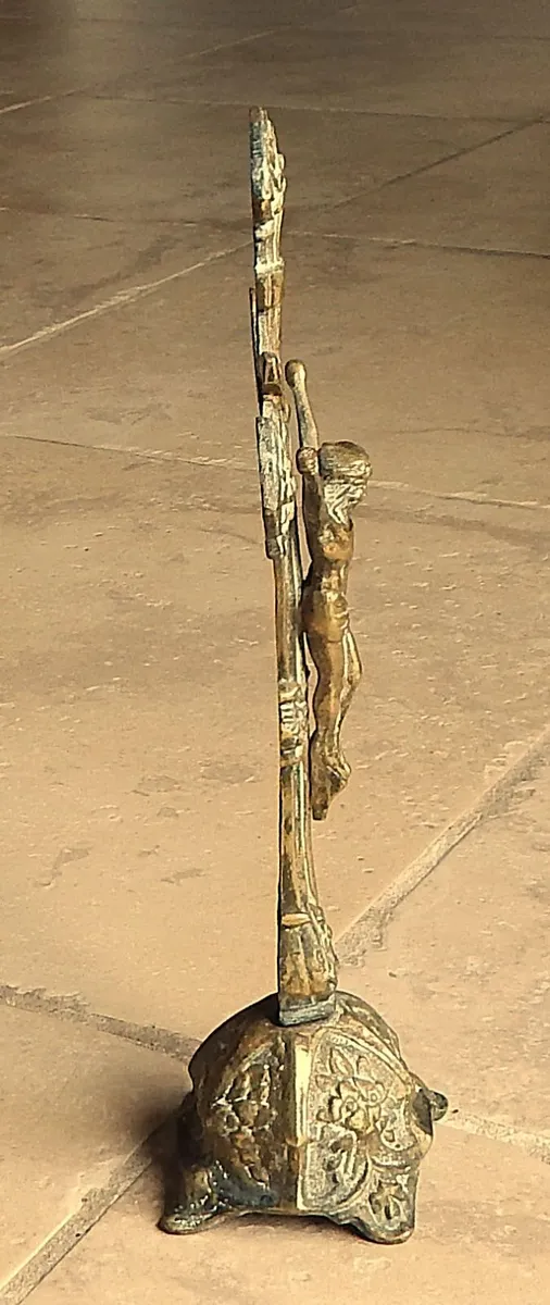 Vintage Ornate Solid Brass Crucifix - Image 2
