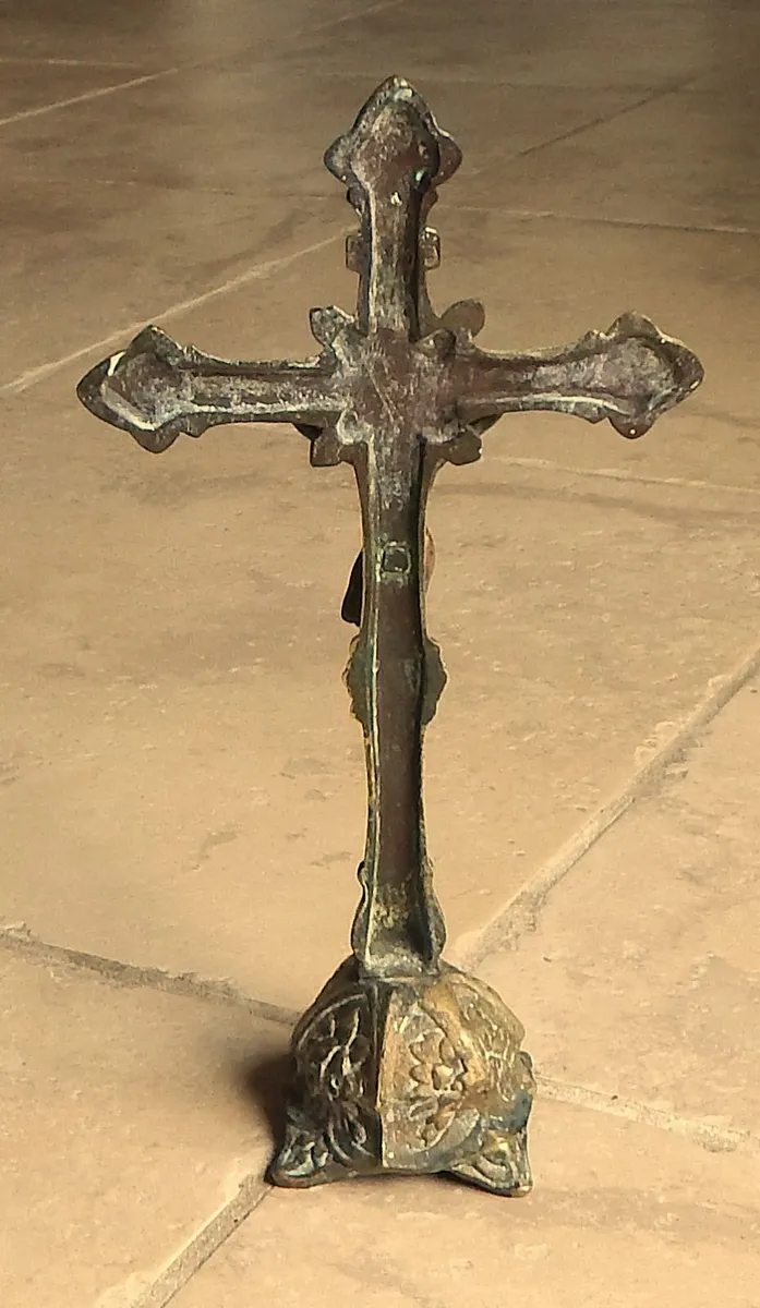 Vintage Ornate Solid Brass Crucifix - Image 3