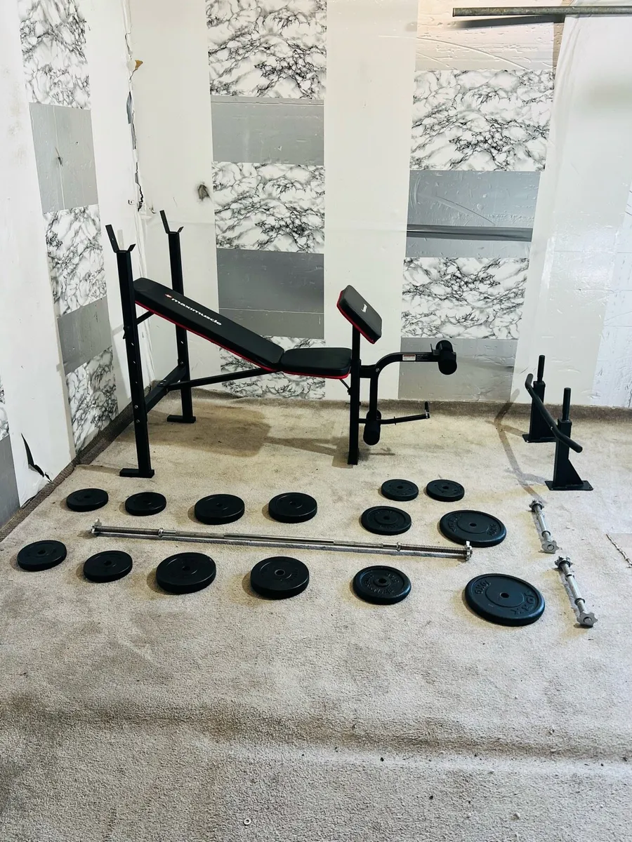 Maximucle weighs bench 50kg weights bar dumbbells - Image 2